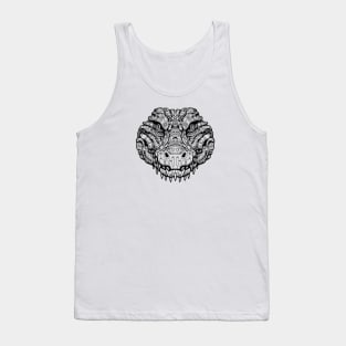 Biomechanical Crocodile: An Advanced Futuristic Graphic Artwork with Abstract Line Patterns Tank Top